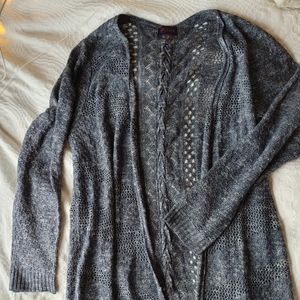 Long blue cardigan